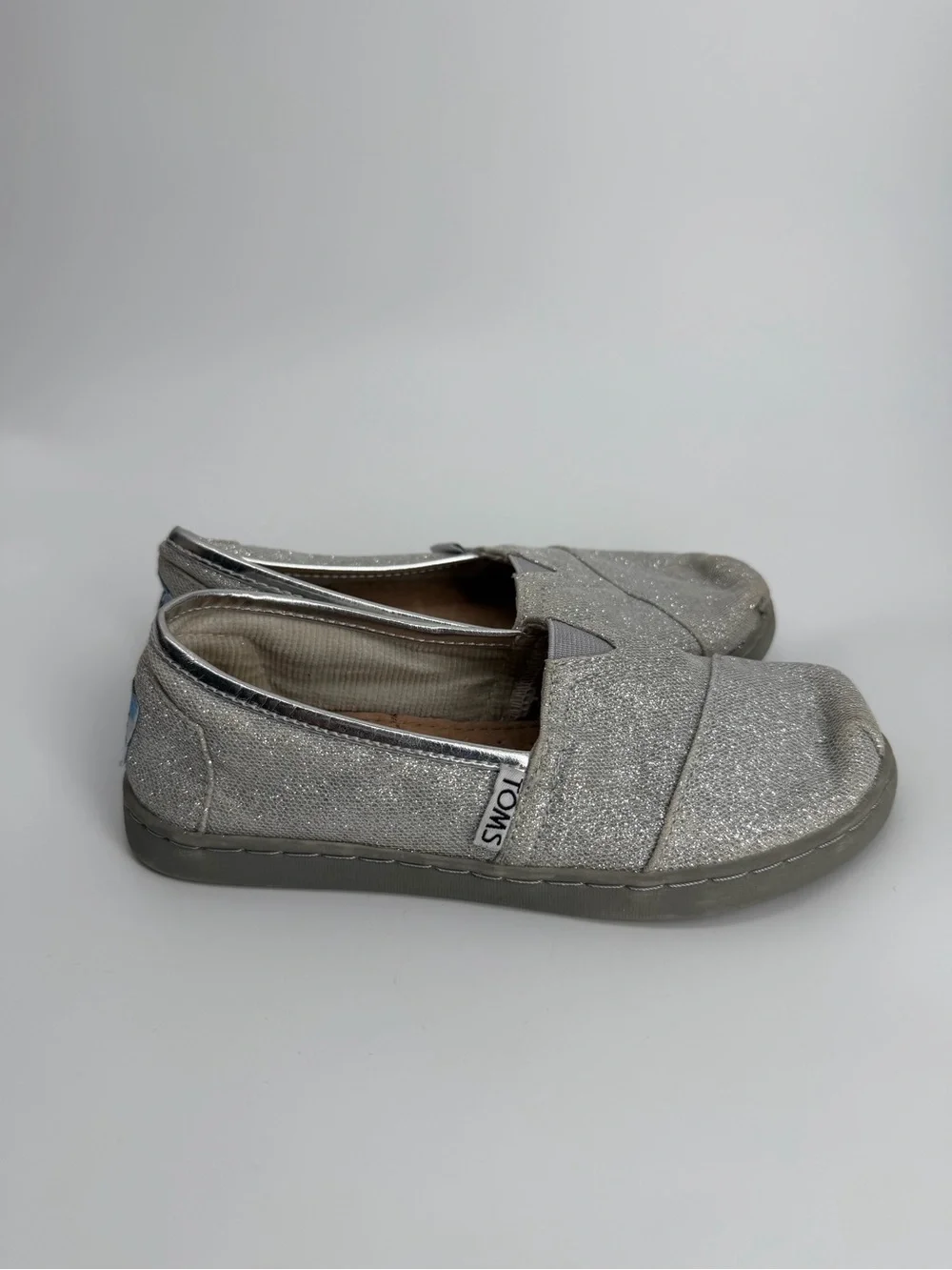 TOMS Kids Classic Silver Glitter Alpargata Slip On Shoes Size Youth 12 Y12